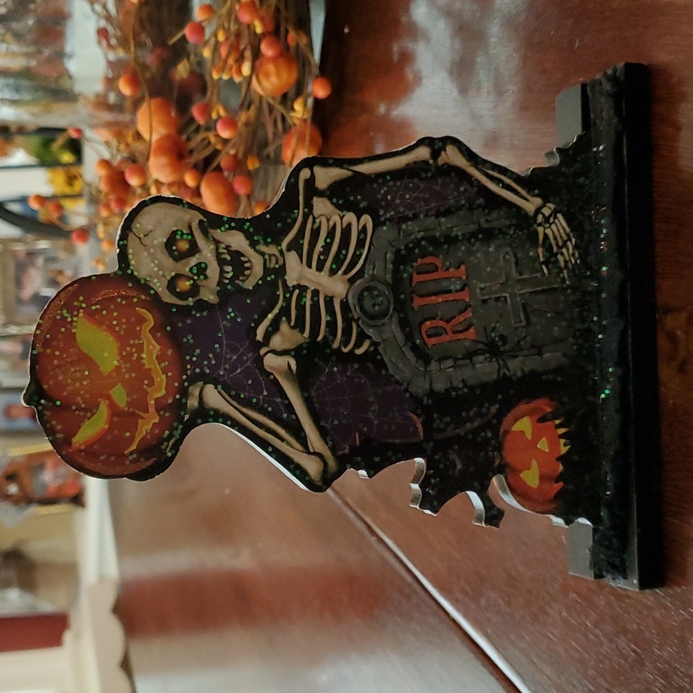 Vintage Inspired Die Cut Halloween Skeleton And Pumpkins Decor